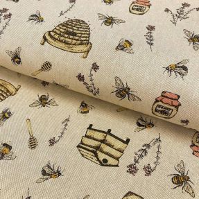 Decoration fabric Linenlook premium Bee Honey Buzzing