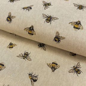 Decoration fabric Linenlook premium Bumblebees