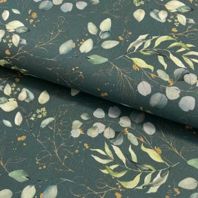 Cotton fabric Eucalyptus leaves old green digital print