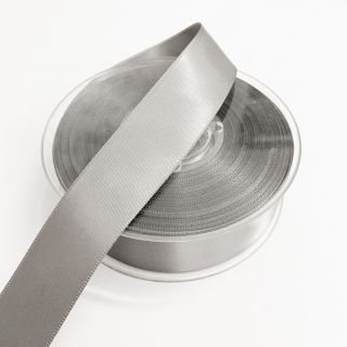Satin ribbon double face 25 mm light grey