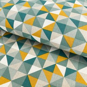 Decoration fabric Linenlook Diamond triangle green