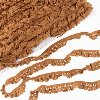 Elastic cotton lace cognac