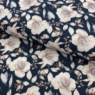 Decoration fabric Flowers navy digital print