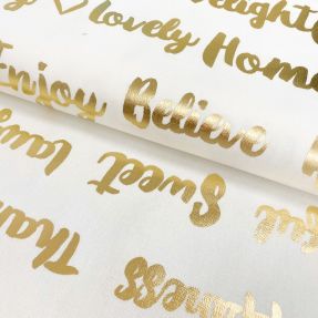 Decoration fabric Words cream metallic premium