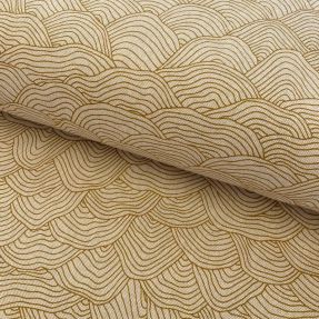 Decoration fabric Linenlook Hand drawn wave golden yellow