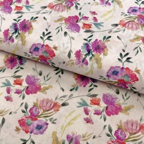 Cotton fabric VOILE Bouqeut flowers digital print