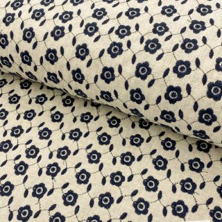 Linen viscose embroidery Michaela navy