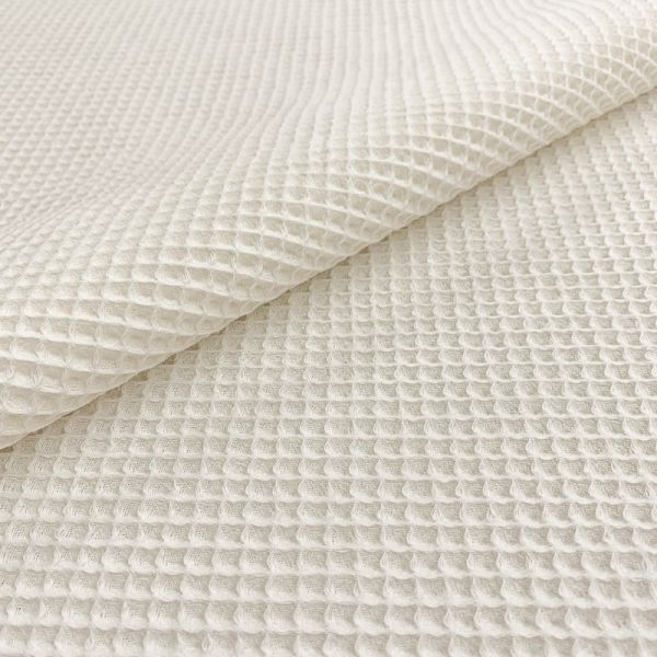 Soft Cotton Waffle Fabric in Ecru