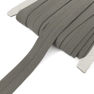 Bias binding elastic matt 20 mm RIB dark taupe