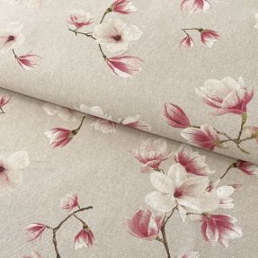 Decoration fabric Linenlook Floral magnolia bloom