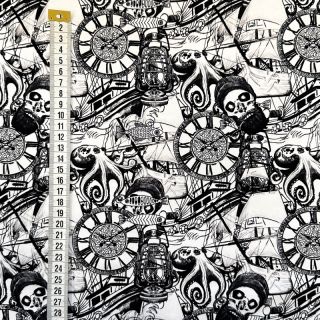 Jersey Pirate skulls white digital print