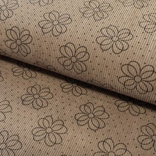 Corduroy STRETCH Circle flower taupe