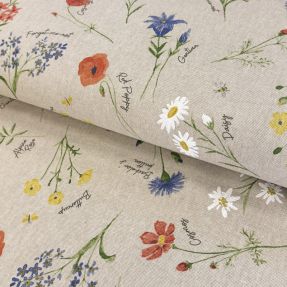 Decoration fabric Linenlook Alpine flower field