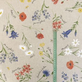 Decoration fabric Linenlook Alpine flower field