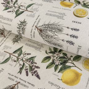 Decoration fabric Linenlook Lavender citrus recipe digital print