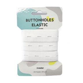 Buttonhole elastic 18 mm white 3 m