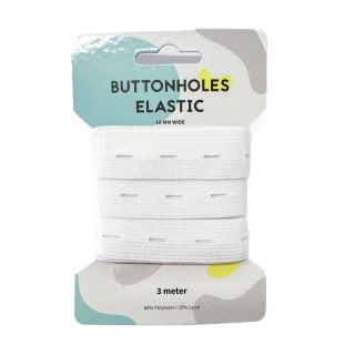 Buttonhole elastic 18 mm white 3 m