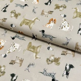 Cotton fabric Dogs sand