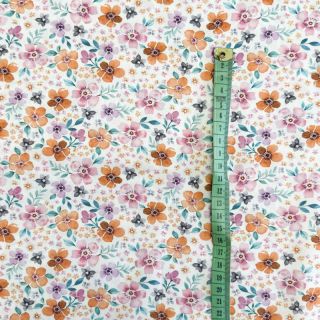 Cotton fabric Tini mini flowie white digital print