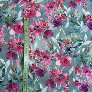 Viscose RADIANCE Floweries blue digital print