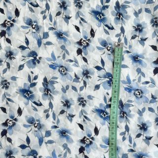 Viscose DOBBY Flowers blue digital print