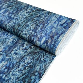 Viscose RADIANCE Abstract leaves blue digital print