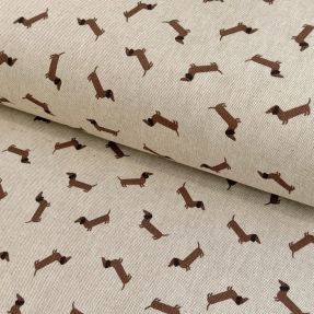 Decoration fabric Linenlook LITTLE DACHSHUND DOG