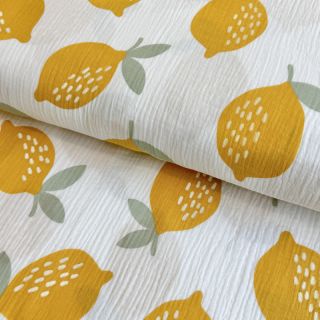 Double gauze/muslin Lemons white