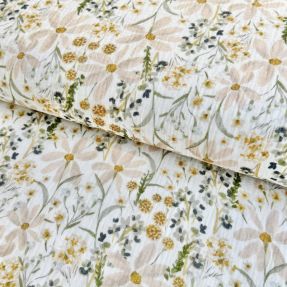 Double gauze/muslin Yellow flowie digital print