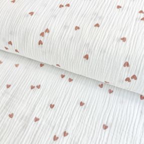 Double gauze/muslin Small hearts white