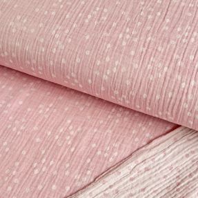 Double gauze/muslin JACQUARD Tossed dots pink