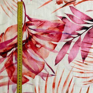 Linen viscose Tropical leaves bronze digital print