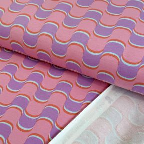 Sweat fabric Abstract flowers wave purple digital print