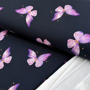 Sweat fabric Butterflies wing navy digital print