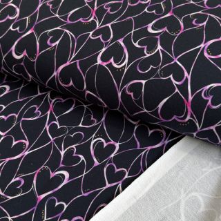 Sweat fabric Butterflies hearts navy digital print