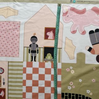 Cotton fabric Castle dollhouse PANEL digital print