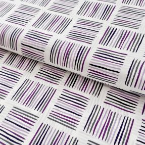 Cotton fabric Square stripes Snoozy violet