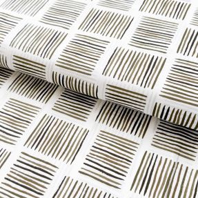 Cotton fabric Square stripes Snoozy taupe