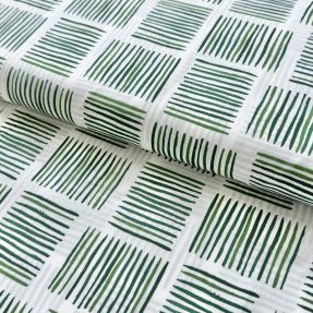 Cotton fabric Square stripes Snoozy camo green