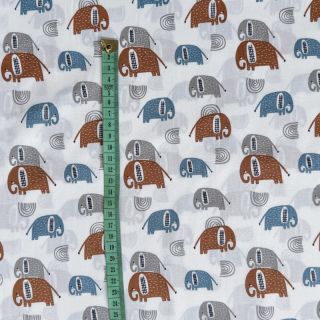 Cotton fabric Elephants Snoozy brick