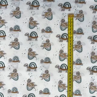 Cotton fabric Turtles old green