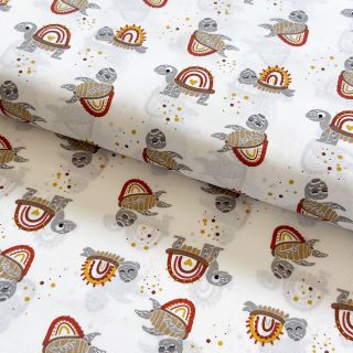 Cotton fabric Turtles brick