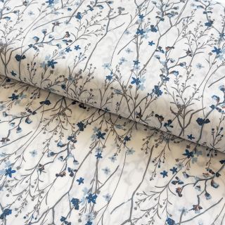 Cotton fabric Mille fleur Snoozy old blue