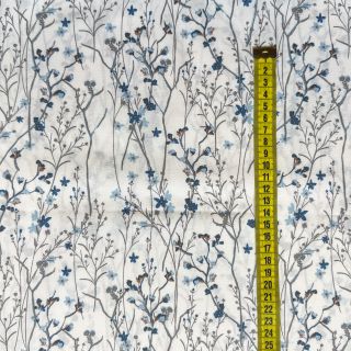 Cotton fabric Mille fleur Snoozy old blue