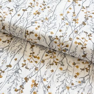 Cotton fabric Mille fleur Snoozy ochre