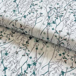 Cotton fabric Mille fleur Snoozy old green