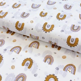 Cotton fabric Rainbow love ochre