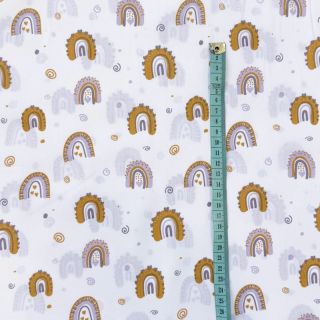 Cotton fabric Rainbow love ochre