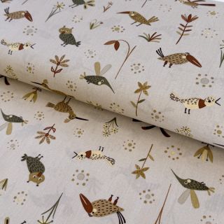 Cotton fabric Forest animals Snoozy sand