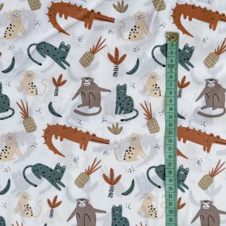 Cotton fabric Jungle animals Snoozy brick